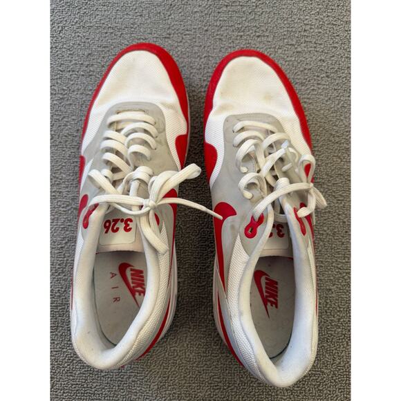 Nike Air‎ Max 1 Men's 10 White Red Running Shoes Sneakers - Picture 4 of 11